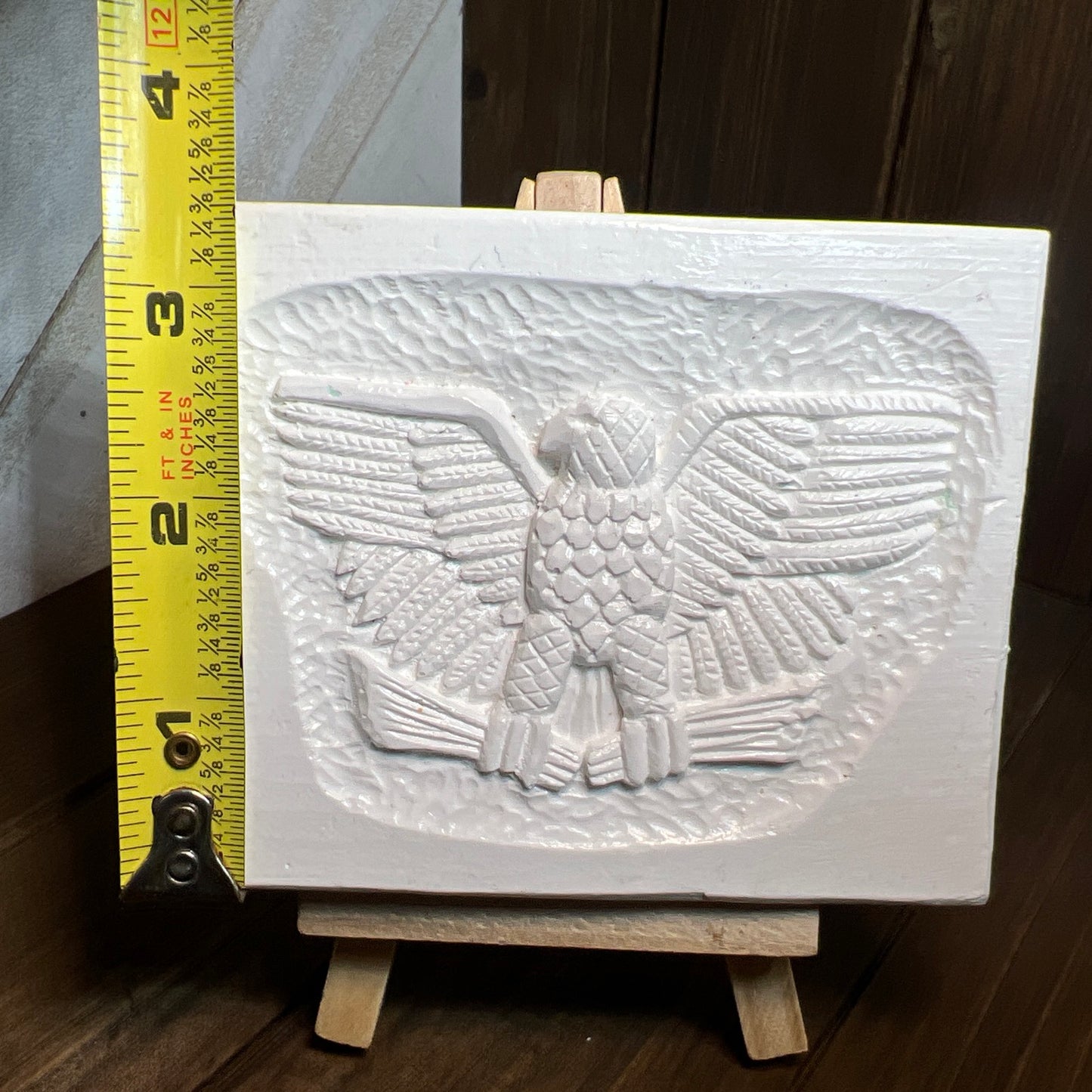 Gothic Ceramic Resin Eagle Relief Plaque on Easel Handmade Irregular Décor OOAK