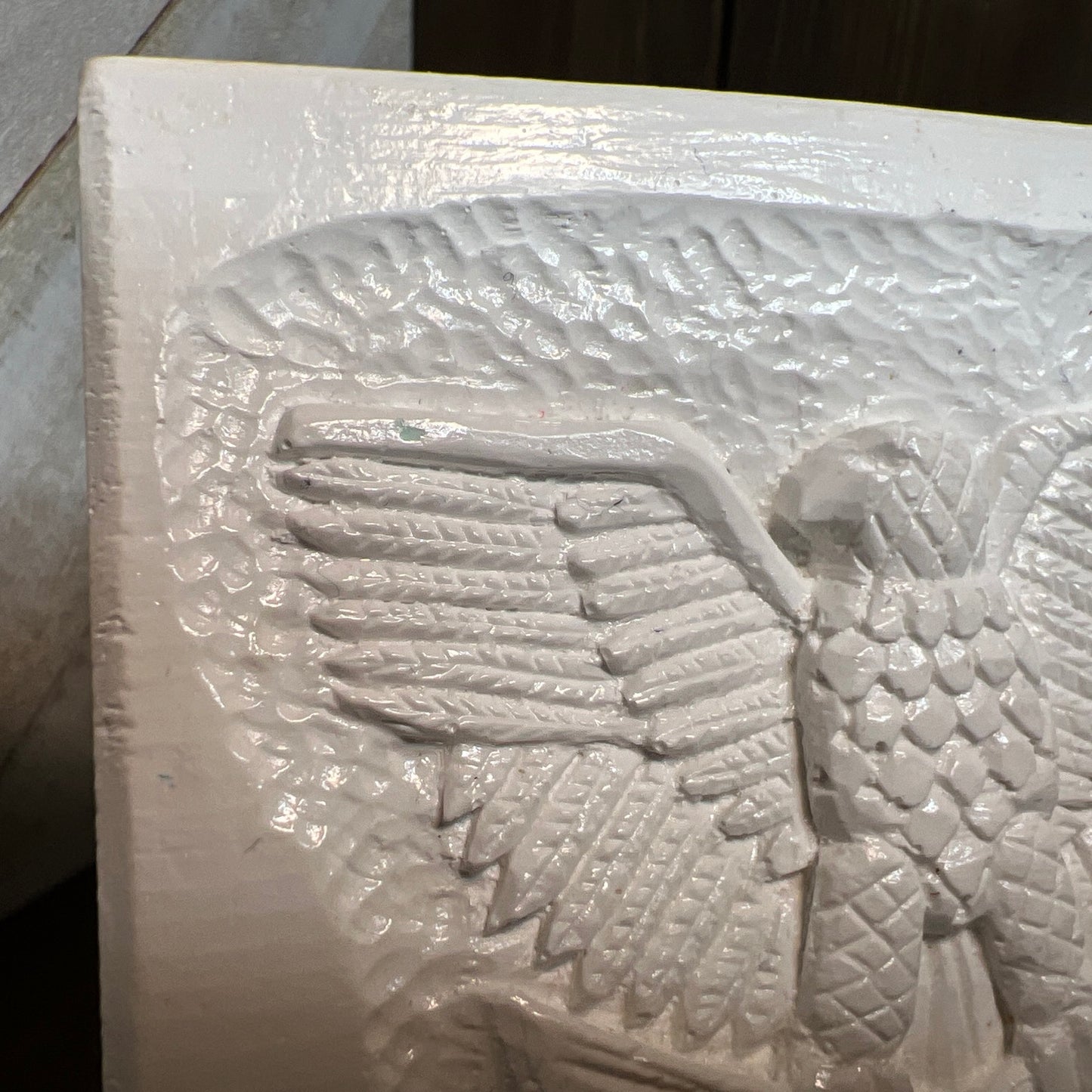 Gothic Ceramic Resin Eagle Relief Plaque on Easel Handmade Irregular Décor OOAK