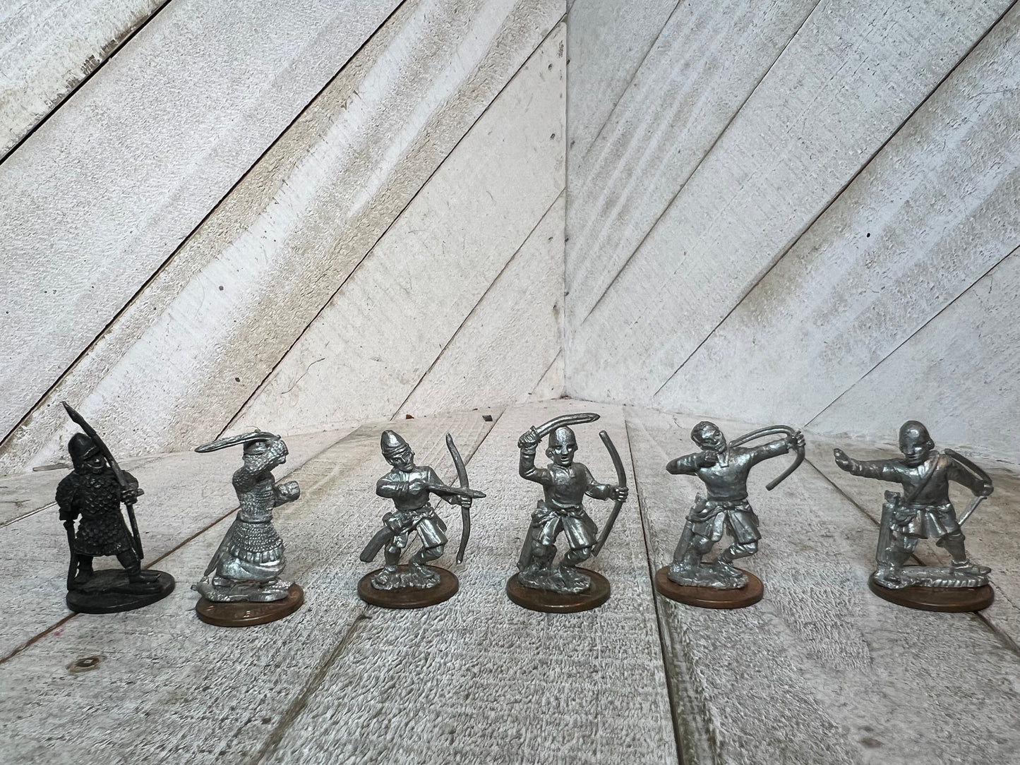 Vintage Lead Archer Miniatures – Medieval Pewter Figures on Penny Bases (5pc)