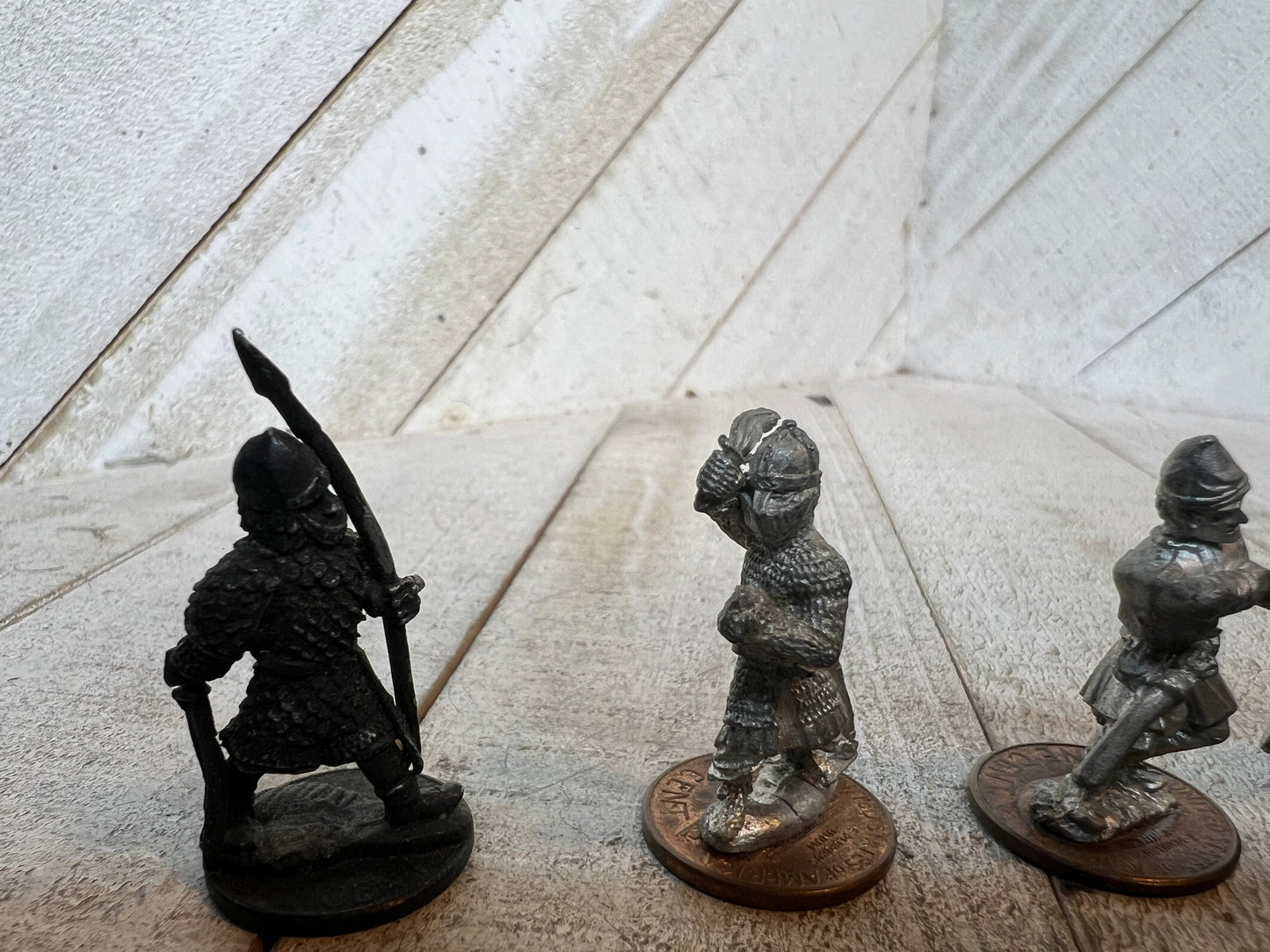 Vintage Lead Archer Miniatures – Medieval Pewter Figures on Penny Bases (5pc)